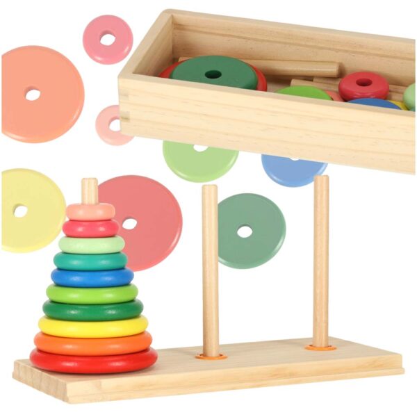 Turnul Curcubeu Montessori – Piramidă din Lemn 3 în 1